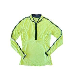Hind Women's Neon Yellow 1/4 Zip Running Shirt Medium Reflective Activewear